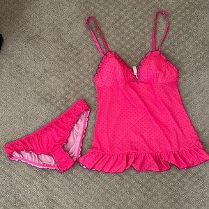 Victoria’s Secret Pink Polkadot Baby Doll Set